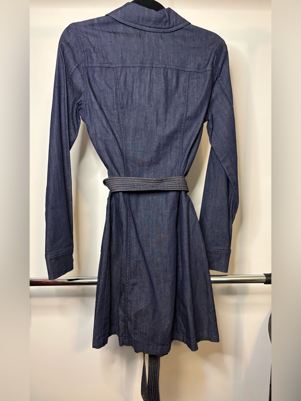 NWT 7 For All Mankind Dark Wash Zip Front Denim Dress Belted Size Small S - Picture 3 of 7